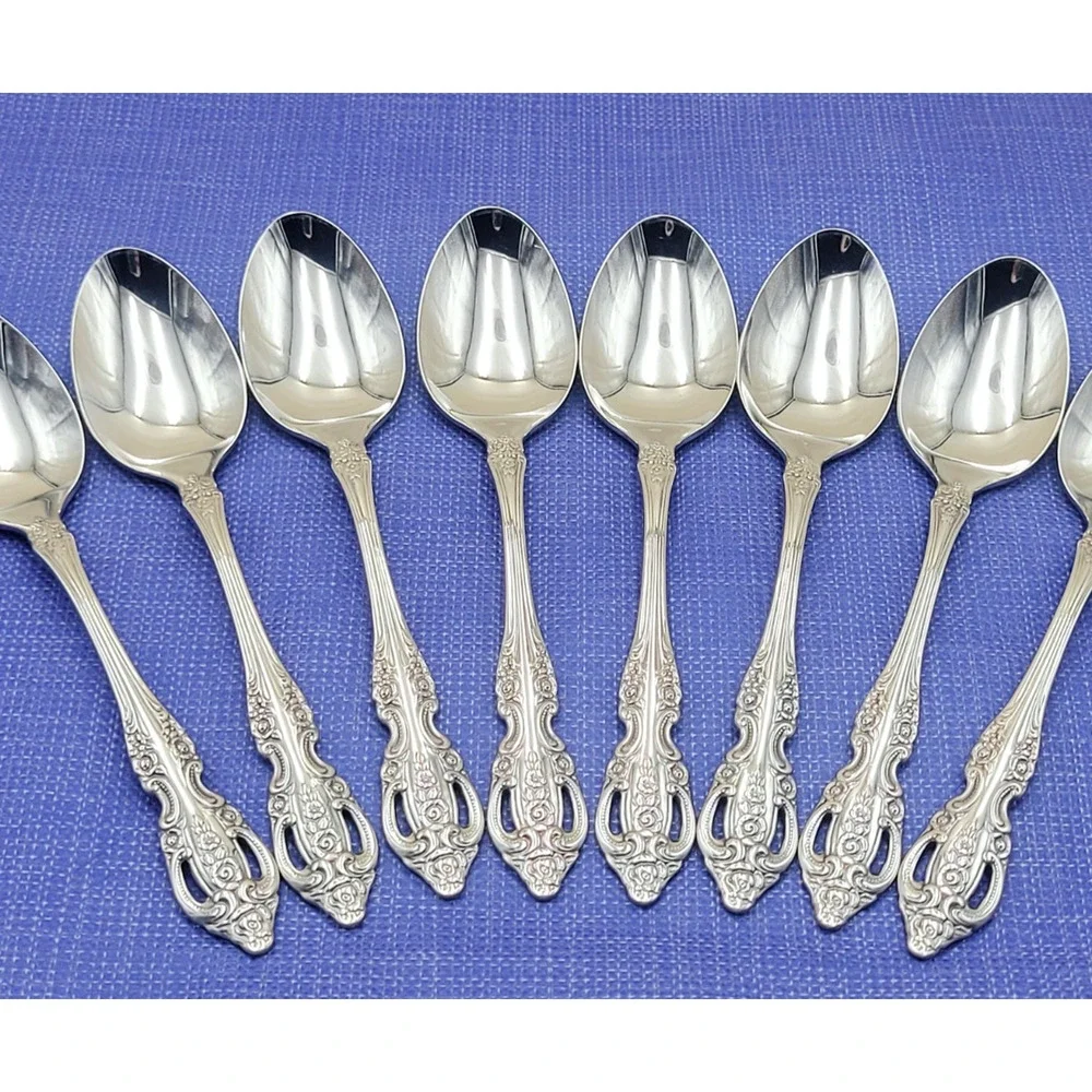 Oneida Pembrooke Renoir Set of 8 Oval Spoons Stainless Flatware 6